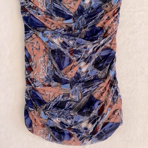 Vivienne by Vivienne Tam | Sleeveless Mesh Drape Cowl Neck Ruched Fairy Top (XS) - Picture 4 of 13